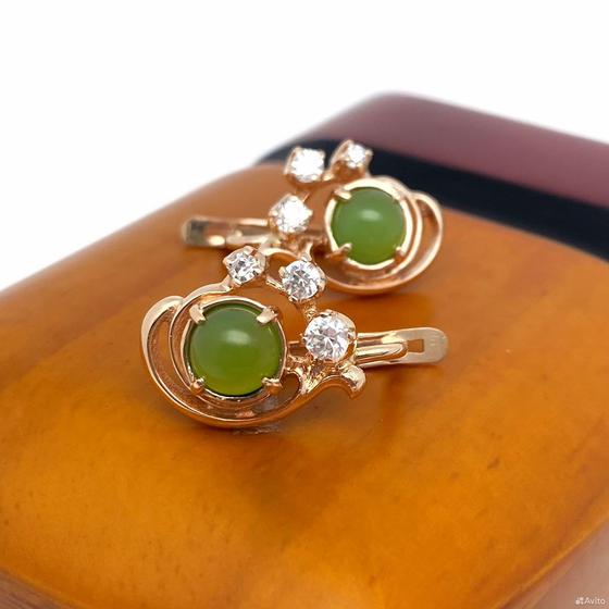 Золотые серьги с камнями 585пр. вес: 5,83гр