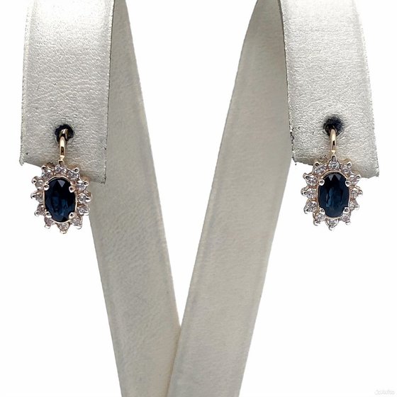 Золотые серьги с камнями 585пр. вес: 3,43гр