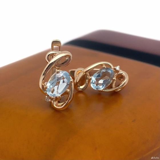 Золотые серьги с бриллиантами 585пр. вес: 2,51гр