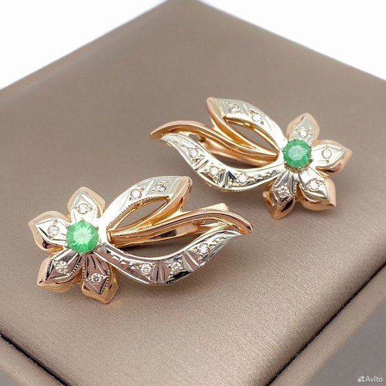 Золотые серьги с бриллиантами 585пр. вес: 9,76гр