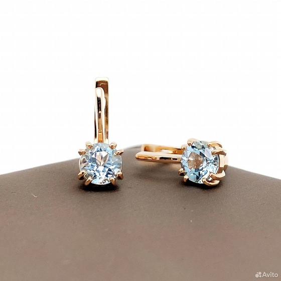 Золотые серьги с камнями 585пр. вес: 3,64гр