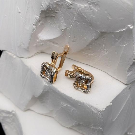 Золотые серьги с бриллиантами 585пр. вес: 2,76гр