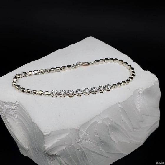 Золотой браслет с бриллиантами 585пр. длина: 17,5