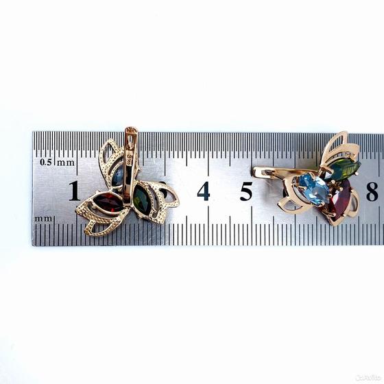 Золотые серьги с камнями 585пр. вес: 5,98гр