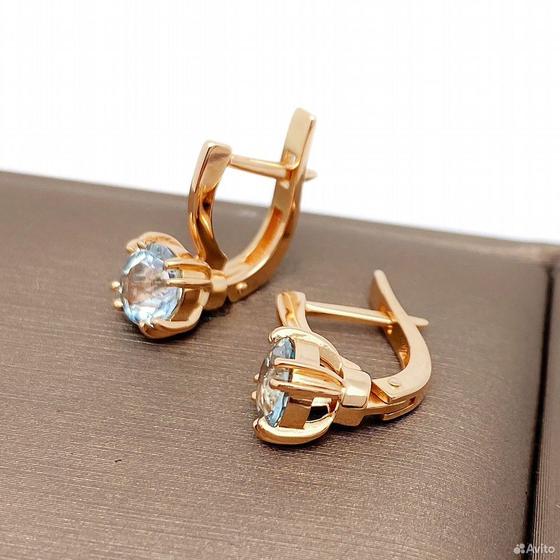 Золотые серьги с камнями 585пр. вес: 3,64гр
