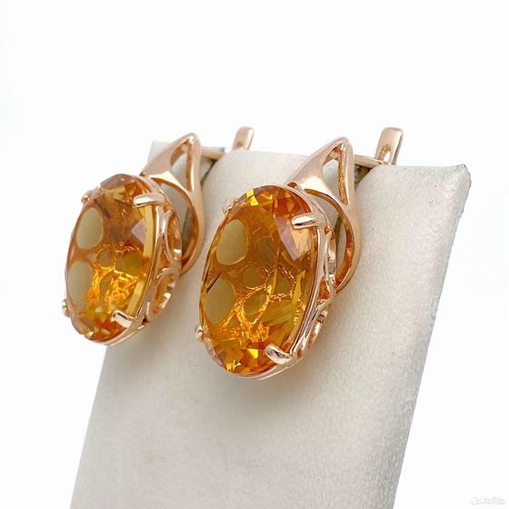 Золотые серьги с камнями 585пр. вес: 12,25гр