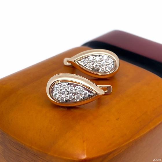 Золотые серьги с бриллиантами 585пр. вес: 6,71гр