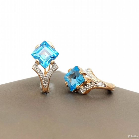 Золотые серьги с камнями 585пр. вес: 3,70гр