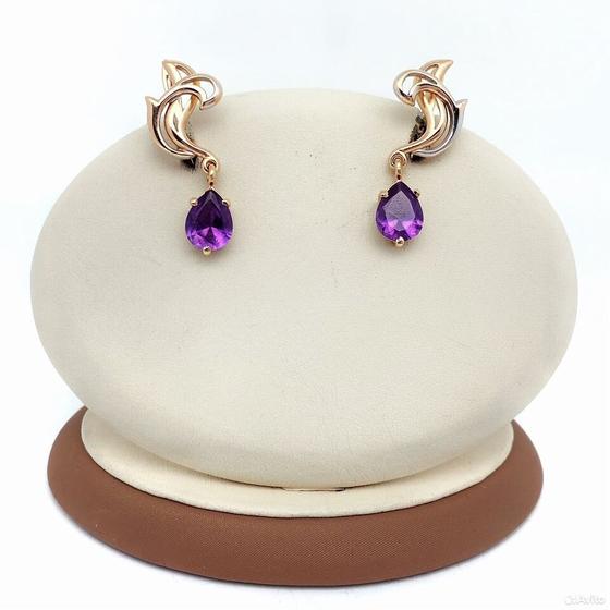 Золотые серьги с камнями 585пр. вес: 5,78гр
