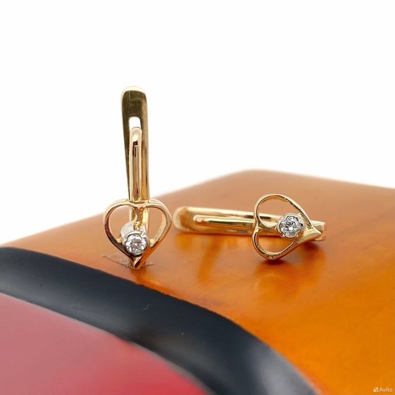 Золотые серьги с бриллиантами 583пр. вес: 2,45гр