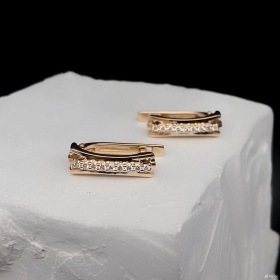Золотые серьги с бриллиантами 585пр. вес: 3,12гр