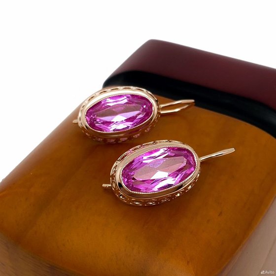 Золотые серьги с камнями 583пр. вес: 8,12гр