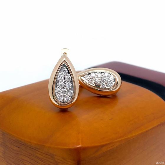 Золотые серьги с бриллиантами 585пр. вес: 6,71гр