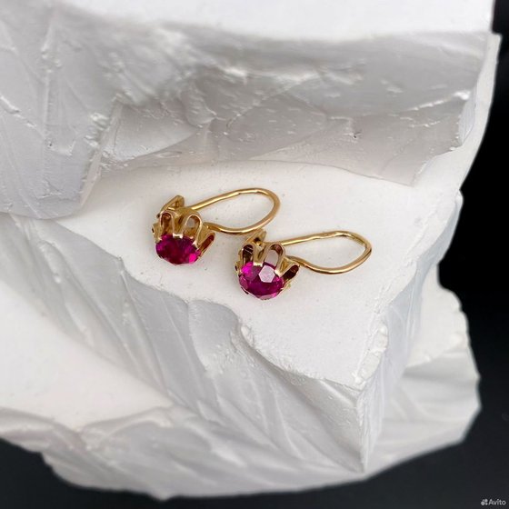 Золотые серьги с камнями 583пр. вес: 2,84гр