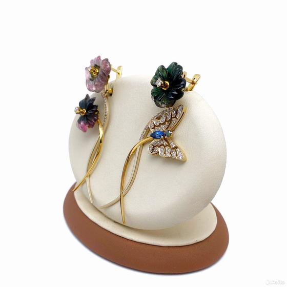 Золотые серьги с бриллиантами 750пр. вес: 16,96гр