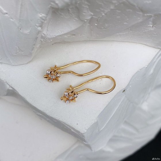 Золотые серьги с камнями 585пр. вес: 0,80гр