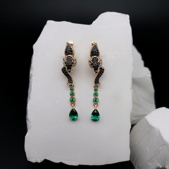 Золотые серьги с камнями 585пр. вес: 5,59гр