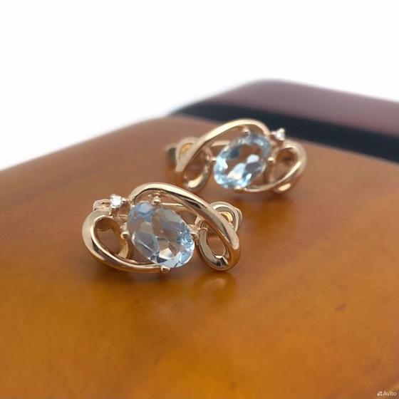 Золотые серьги с бриллиантами 585пр. вес: 2,51гр