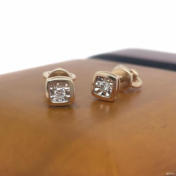 Золотые серьги с бриллиантами 585пр. вес: 1,50гр