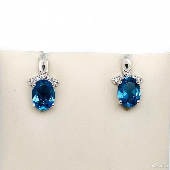 Золотые серьги с камнями 585пр. вес: 3,11гр