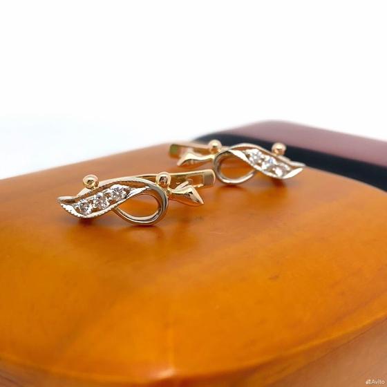 Золотые серьги с бриллиантами 585пр. вес: 2,82гр