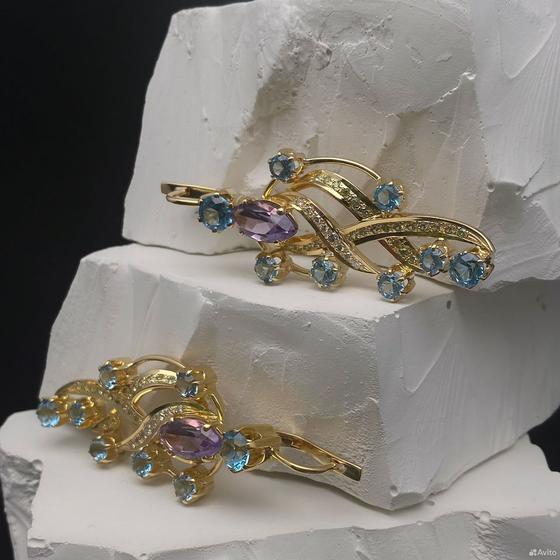 Золотые серьги с бриллиантами 750пр. вес: 23,95гр