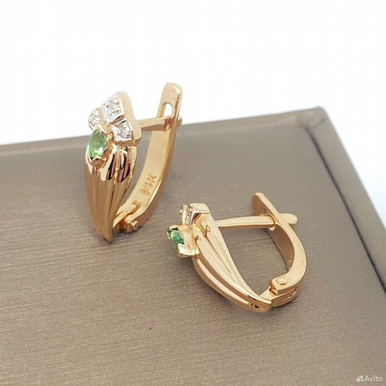 Золотые серьги с бриллиантами 585пр. вес: 3,88гр