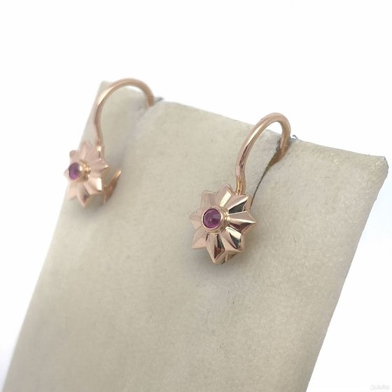 Золотые серьги с камнями 583пр. вес: 2,10гр