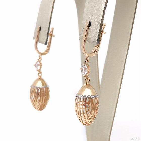 Золотые серьги с камнями 585пр. вес: 3,51гр