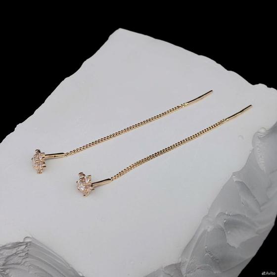 Золотые серьги с камнями 585пр. вес: 1,34гр