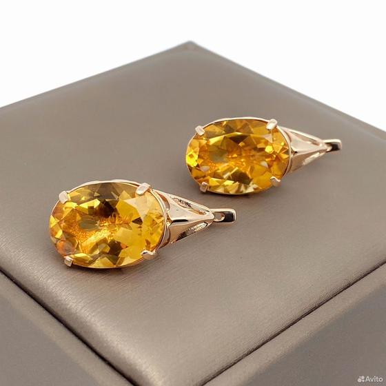 Золотые серьги с камнями 585пр. вес: 12,25гр