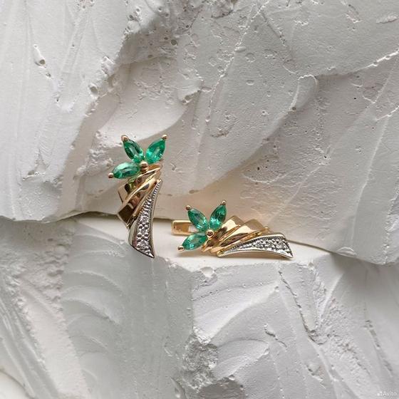 Золотые серьги с бриллиантами 585пр. вес: 3,38гр