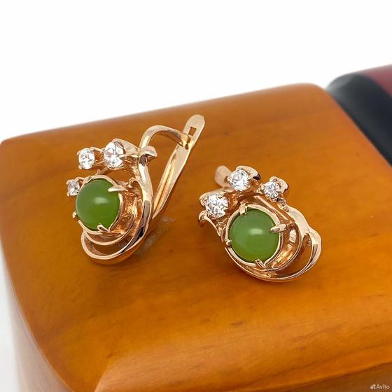 Золотые серьги с камнями 585пр. вес: 5,83гр