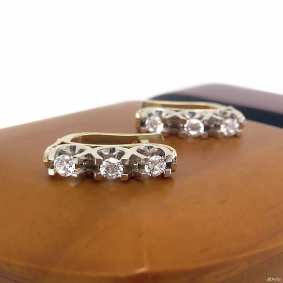 Золотые серьги с камнями 585пр. вес: 4,40гр