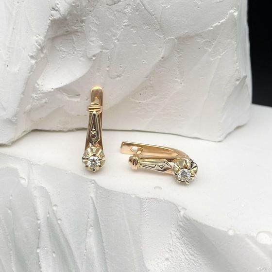 Золотые серьги с бриллиантами 585пр. вес: 3,54гр