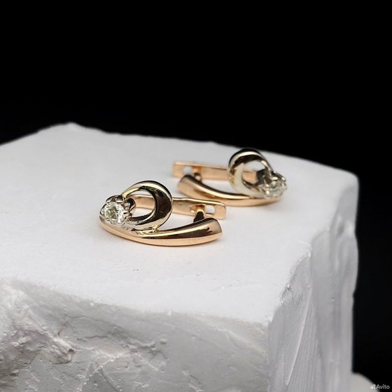 Золотые серьги с бриллиантами 585пр. вес: 4,59гр