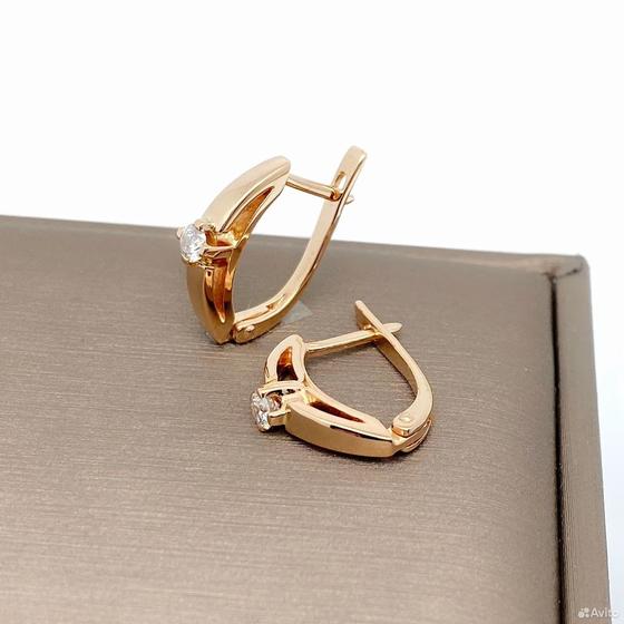 Золотые серьги с бриллиантами 585пр. вес: 3,98гр