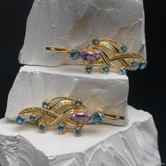 Золотые серьги с бриллиантами 750пр. вес: 23,95гр