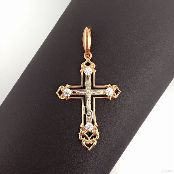 Золотой крест с камнями 585пр. вес: 2,06гр