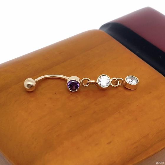 Золотой пирсинг с камнями 585пр. вес: 1,51гр