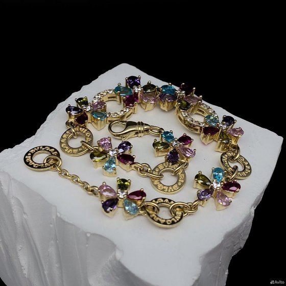 Золотой браслет с камнями 585пр. длина: 21 см