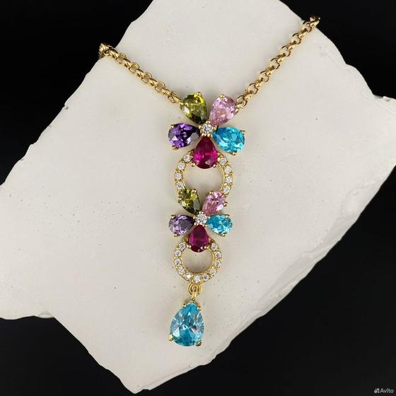 Золотое колье с камнями 585пр. длина: 42см