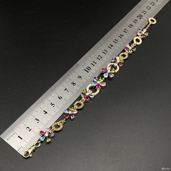 Золотой браслет с камнями 585пр. длина: 21 см