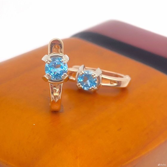 Золотые серьги с камнями 585пр. вес: 3,68гр