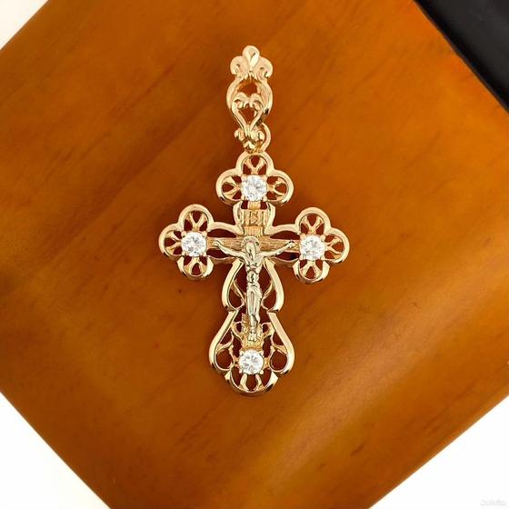 Золотой крест с камнями 585пр. вес: 2,13гр
